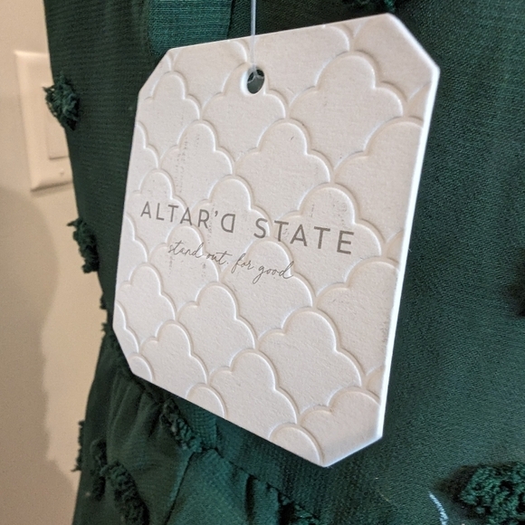Altar'd State Emerald Green clip dot dress, Size XL fits M/L - Picture 13 of 16